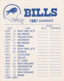 1981 Fleer Team Action - High-Gloss Stickers #NNO Buffalo Bills Helmet Back