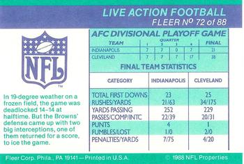 1988 Fleer Team Action #72 AFC Playoff Back