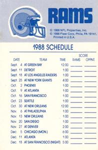 1988 Fleer Team Action - Stickers #NNO Los Angeles Rams Helmet Back