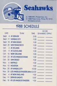 1988 Fleer Team Action - Stickers #NNO Seattle Seahawks Helmet Back
