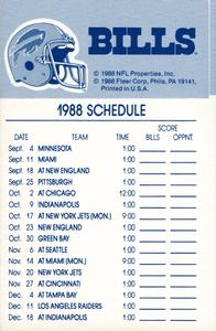 1988 Fleer Team Action - Stickers #NNO Buffalo Bills Helmet Back