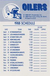 1988 Fleer Team Action - Stickers #NNO Houston Oilers Helmet Back