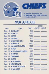 1988 Fleer Team Action - Stickers #NNO Kansas City Chiefs Logo Back
