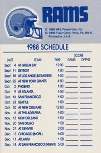 1988 Fleer Team Action - Stickers #NNO Los Angeles Rams Logo Back