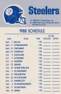 1988 Fleer Team Action - Stickers #NNO Pittsburgh Steelers Helmet Back