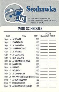 1988 Fleer Team Action - Stickers #NNO Seattle Seahawks Helmet Back