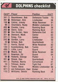 1980 Topps - Team Checklists #76 Larry Csonka / Nat Moore / Neal Colzie / Gerald Small / Vern Den Herder Back