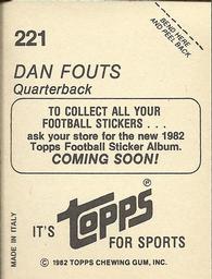 1982 Topps - Coming Soon Stickers #221 Dan Fouts Back