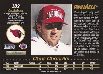 1993 Pinnacle #182 Chris Chandler Back