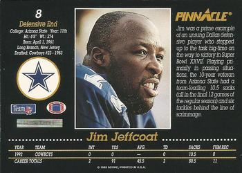 1993 Pinnacle #8 Jim Jeffcoat Back