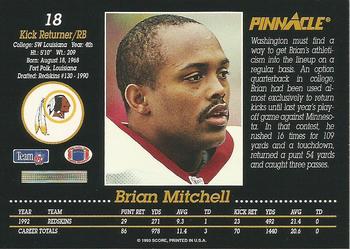 1993 Pinnacle #18 Brian Mitchell Back