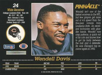 1993 Pinnacle #24 Wendell Davis Back