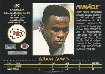 1993 Pinnacle #44 Albert Lewis Back