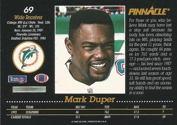1993 Pinnacle #69 Mark Duper Back