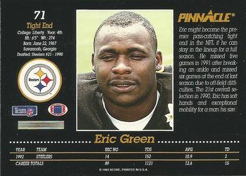 1993 Pinnacle #71 Eric Green Back