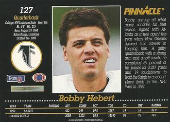 1993 Pinnacle #127 Bobby Hebert Back