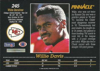 1993 Pinnacle #245 Willie Davis Back
