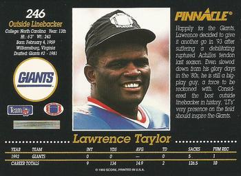 1993 Pinnacle #246 Lawrence Taylor Back