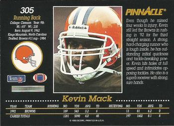 1993 Pinnacle #305 Kevin Mack Back
