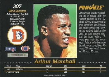 1993 Pinnacle #307 Arthur Marshall Back