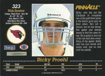 1993 Pinnacle #323 Ricky Proehl Back
