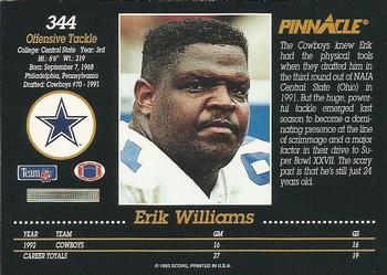 1993 Pinnacle #344 Erik Williams Back