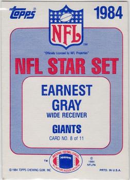 1984 Topps - Glossy NFL Stars #8 Earnest Gray Back