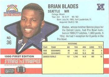 1990 Asher Candy Stars 'n Stripes #36 Brian Blades Back