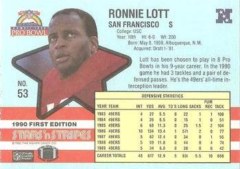 1990 Asher Candy Stars 'n Stripes #53 Ronnie Lott Back