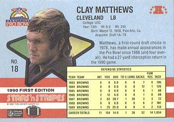 1990 Asher Candy Stars 'n Stripes #18 Clay Matthews Back