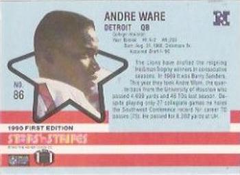 1990 Asher Candy Stars 'n Stripes #86 Andre Ware Back