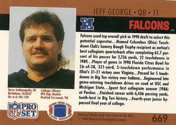 1990 Pro Set - Draft Day Bronze #669 Jeff George Back