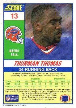 1990 Score 100 Hottest #13 Thurman Thomas Back