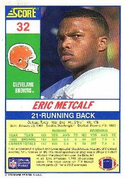 1990 Score 100 Hottest #32 Eric Metcalf Back