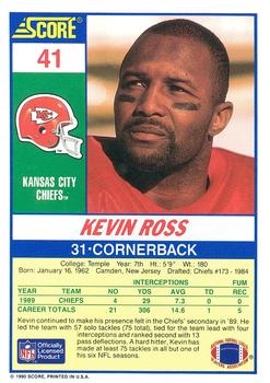 1990 Score 100 Hottest #41 Kevin Ross Back