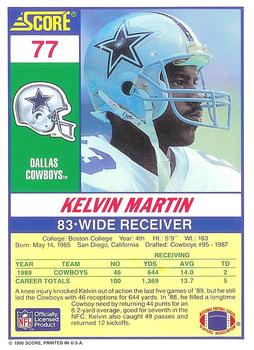 1990 Score 100 Hottest #77 Kelvin Martin Back