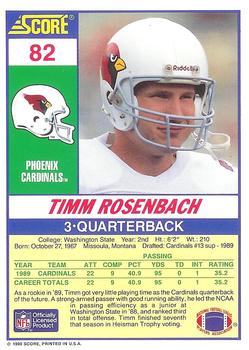 1990 Score 100 Hottest #82 Timm Rosenbach Back