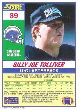 1990 Score 100 Hottest #89 Billy Joe Tolliver Back