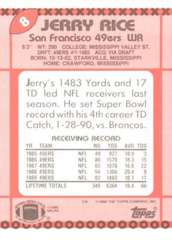 1990 Topps - Collector's Edition (Tiffany) #8 Jerry Rice Back