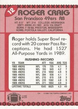 1990 Topps - Collector's Edition (Tiffany) #12 Roger Craig Back