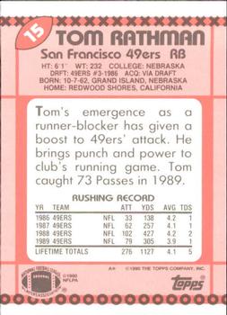 1990 Topps - Collector's Edition (Tiffany) #15 Tom Rathman Back