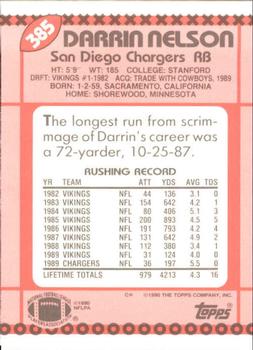 1990 Topps - Collector's Edition (Tiffany) #385 Darrin Nelson Back