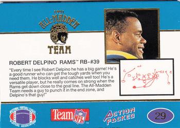 1991 Action Packed All-Madden #29 Robert Delpino Back
