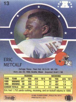 1991 Fleer Stars 'n Stripes #13 Eric Metcalf Back