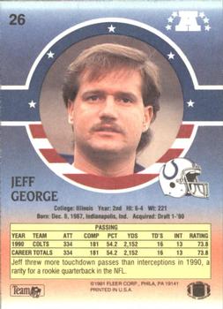 1991 Fleer Stars 'n Stripes #26 Jeff George Back