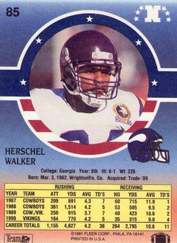 1991 Fleer Stars 'n Stripes #85 Herschel Walker Back