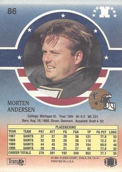 1991 Fleer Stars 'n Stripes #86 Morten Andersen Back