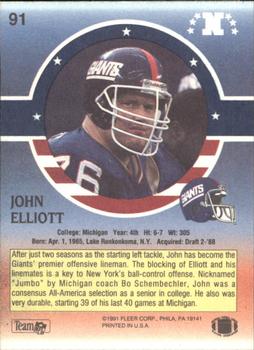 1991 Fleer Stars 'n Stripes #91 John Elliott Back