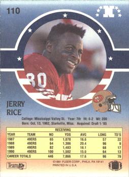 1991 Fleer Stars 'n Stripes #110 Jerry Rice Back