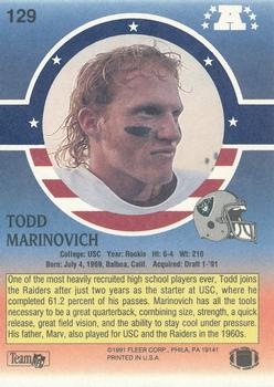 1991 Fleer Stars 'n Stripes #129 Todd Marinovich Back